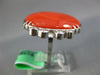 ANTIQUE EXTRA LARGE 1.0CT OLD MINE DIAMOND & AAA CORAL 14KT WHITE GOLD FUN RING