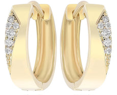 ESTATE .08CT DIAMOND 14KT YELLOW GOLD 3D TRIANGULAR FUN HOOP HANGING EARRINGS