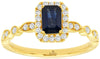.96CT DIAMOND & AAA SAPPHIRE 14K YELLOW GOLD EMERALD CUT & ROUND ENGAGEMENT RING