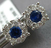 ESTATE .87CT DIAMOND & AAA SAPPHIRE 14KT WHITE GOLD ROUND FLOWER STUD EARRINGS