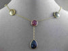 ANTIQUE 20.0CT EXTRA FACET MULTI COLOR SAPPHIRE 14KT YELLOW GOLD LARIAT NECKLACE