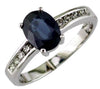 1.18CT DIAMOND & AAA SAPPHIRE 14KT WHITE GOLD 3D OVAL & ROUND ENGAGEMENT RING