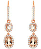 1.45CT DIAMOND & AAA MORGANITE 14KT ROSE GOLD 3D OVAL & ROUND HANGING EARRINGS