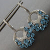 LARGE 3.98CT DIAMOND & AAA BLUE TOPAZ 14K WHITE GOLD CIRCULAR LEVERBACK EARRINGS