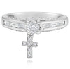 .69CT DIAMOND 18KT WHITE GOLD 3D ROUND & BAGUETTE FLOATING CROSS ENGAGEMENT RING