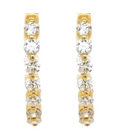 .73CT DIAMOND 18KT YELLOW GOLD 3D ROUND SHARED PRONG INSIDE OUT HANGING EARRINGS