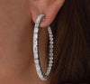 ESTATE LARGE 3.25CT DIAMOND 18KT WHITE GOLD 3D INSIDE OUT HOOP HANGING EARRINGS