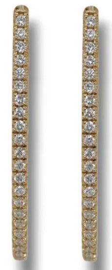 LARGE .89CT DIAMOND 18KT YELLOW GOLD ROUND INSIDE OUT TEAR DROP HANGING EARRINGS