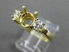 ESTATE .37CT DIAMOND 14KT YELLOW GOLD 3 STONE SEMI MOUNT ENGAGEMENT RING #18365