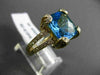 ESTATE LARGE 6.54CT DIAMOND & AAA EXTRA FACET BLUE TOPAZ 14K YELLOW GOLD 3D RING