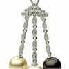ESTATE LARGE .29CT DIAMOND & AAA MULTI COLOR PEARL 18KT WHITE GOLD 3D PENDANT
