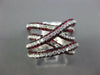 LARGE 2.76CT DIAMOND & AAA RUBY 18K WHITE GOLD 3D MULTI ROW CRISS CROSS FUN RING