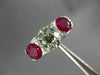 ANTIQUE LARGE 4.33CT DIAMOND & AAA RUBY PLATINUM 3D THREE STONE ENGAGEMENT RING