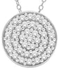 ESTATE 0.1CT DIAMOND 14KT WHITE GOLD 3D CLASSIC PAVE CIRCULAR FLOATING PENDANT