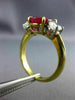 ESTATE 3.60CT DIAMOND & AAA RUBY 18K YELLOW GOLD & PLATINUM OVAL ENGAGEMENT RING