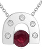 .53CT DIAMOND & AAA RUBY 14KT WHITE GOLD 3D LUCKY HORSESHOE ETOILE FUN PENDANT
