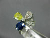 ANTIQUE LARGE 2.36CT WHITE & FANCY YELLOW DIAMOND & AAA SAPPHIRE PLATINUM RING