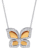 ESTATE .44CT DIAMOND 18KT WHITE AND YELLOW GOLD CLASSIC BUTTERFLY LOVE NECKLACE