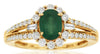 1.26CT DIAMOND & AAA EMERALD 14KT YELLOW GOLD 3D OVAL ROUND & BAGUETTE FUN RING