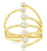 LARGE .35CT DIAMOND 14KT YELLOW GOLD ROUND BEZEL MULTI ROW CRISS CROSS FUN RING