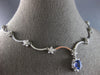 LARGE & LONG 4.60CT DIAMOND & AAA TANZANITE 14KT WHITE GOLD FLOWER DROP NECKLACE