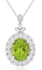 LARGE 5.10CT DIAMOND & AAA PERIDOT 14K WHITE GOLD 3D OVAL & ROUND FLOWER PENDANT