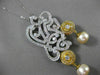 ANTIQUE MASSIVE 2.90CT DIAMOND & PEARL 18K TWO TONE GOLD FILIGREE PENDANT BROOCH