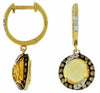 3.94CT WHITE & CHOCOLATE FANCY DIAMOND & AAA CITRINE 14K YELLOW GOLD 3D EARRINGS