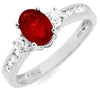 Estate 1.30Ct Diamond & AAA Ruby 14Kt White Gold Oval & Round 3 Stone Engagement Ring