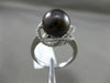 ESTATE LARGE .19CT DIAMOND 14K WHITE GOLD 3D TAHITIAN PEARL FLOWER SOLITARE RING