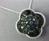 1.25CT WHITE & BLUE DIAMOND 14K WHITE GOLD 4 LEAF CLOVER FLOWER FLOATING PENDANT