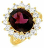 ESTATE LARGE 6.75CT DIAMOND & AAA RHODOLITE 14KT YELLOW GOLD 3D OVAL HALO RING