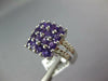 ESTATE LARGE 3.32CT DIAMOND & AAA AMETHYST 14KT WHITE GOLD 3D SQUARE FUN RING