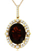 5.88CT DIAMOND & AAA GARNET 14KT YELLOW GOLD OVAL & ROUND HALO FLOATING PENDANT