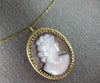 ESTATE LARGE AAA MOTHER OF PEARL 14KT YELLOW GOLD LADY CAMEO PIN PENDANT