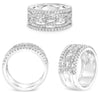 WIDE .87CT DIAMOND 14KT WHITE GOLD ROUND MULTI ROW INFINITY CRISS CROSS FUN RING