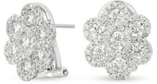 ESTATE 2.08CT DIAMOND 14KT WHITE GOLD 3D CLASSIC FLOWER CLIP ON EARRINGS