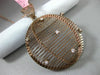 ESTATE LARGE .25CT DIAMOND 14KT ROSE GOLD SEMI GLOBE FAN SHAPE CIRCULAR PENDANT