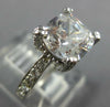 ESTATE WIDE 3.0CT AAA CZ 14K WHITE GOLD 3D CLASSIC CUSHION & ROUND RING #26881