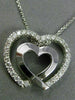 ESTATE .80CT DIAMOND 14KT WHITE GOLD 3D DOUBLE HEART LOVE PENDANT & CHAIN #15916