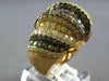 LARGE 5.92CT WHITE & MULTI COLOR DIAMOND 18KT YELLOW GOLD 3D MULTI ROW FUN RING