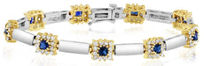 3.20CT DIAMOND & AAA SAPPHIRE 14KT 2 TONE GOLD MULTI FLOWER BY THE YARD BRACELET