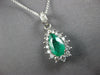 1.96CT DIAMOND & COLOMBIAN EMERALD 14K WHITE GOLD PEAR SHAPE HALO PENDANT #27053