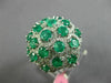 ESTATE LARGE 4.04CT DIAMOND & AAA EMERALD 18K WHITE GOLD 3D FLOWER FILIGREE RING