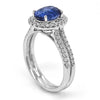 ESTATE 3.33CT DIAMOND & AAA SAPPHIRE 18K WHITE GOLD OVAL & ROUND ENGAGEMENT RING