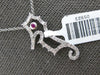 ESTATE .33CT DIAMOND & AAA RUBY 14KT WHITE GOLD HAPPY SEAHORSE FLOATING PENDANT