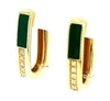 .10CT DIAMOND & GREEN ENAMEL 18K YELLOW GOLD 3D RECTANGULAR FUN HANGING EARRINGS