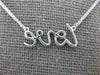 ESTATE 0.16CT DIAMOND 18KT WHITE GOLD 3D CLASSIC SCRIPT LOVE NECKLACE
