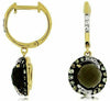 3.94CT WHITE & MOCHA DIAMOND & AAA SMOKY TOPAZ 14K YELLOW GOLD HANGING EARRINGS