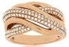 ESTATE WIDE .65CT DIAMOND 14K ROSE GOLD MULTI ROW CRISS CROSS INFINITY LOVE RING